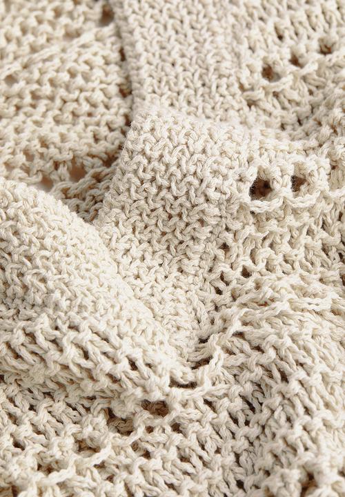 H&M - Oversized hole-knit jumper - light beige 