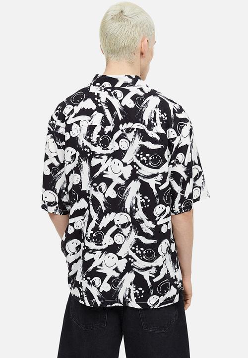 H&M - Relaxed fit patterned resort shirt - black