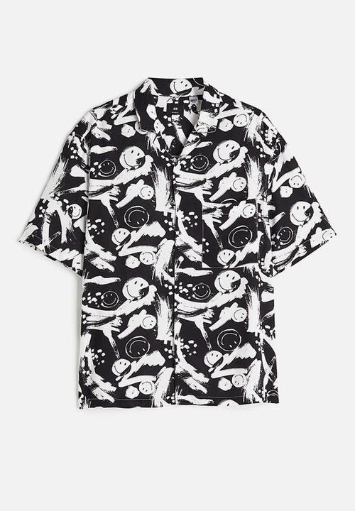 H&M - Relaxed fit patterned resort shirt - black