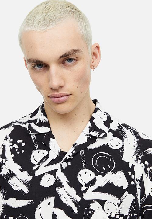 H&M - Relaxed fit patterned resort shirt - black