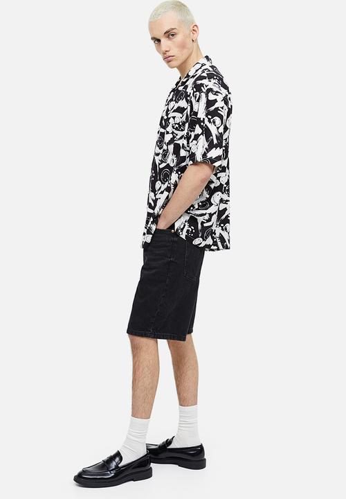 H&M - Relaxed fit patterned resort shirt - black