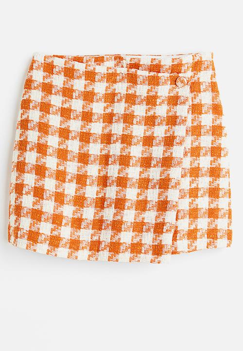 H&M - Mini skirt - orange dogtooth-patterned
