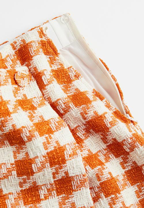 H&M - Mini skirt - orange dogtooth-patterned