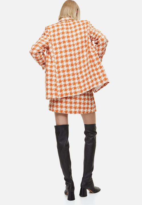H&M - Mini skirt - orange dogtooth-patterned
