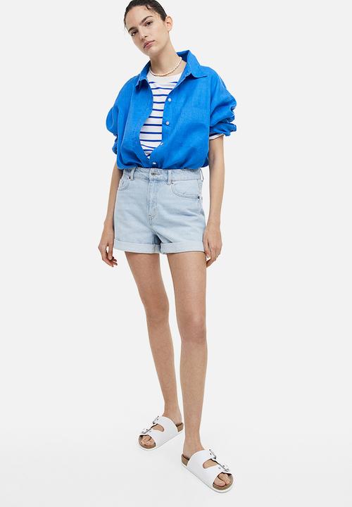 H&M - Mom high denim shorts - light denim blue