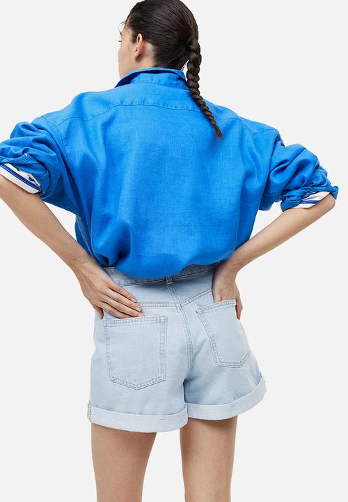 H&M - Mom high denim shorts - light denim blue