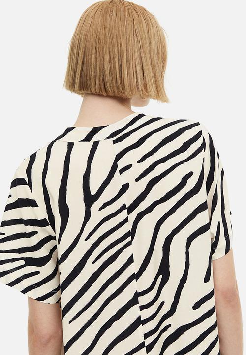 H&M - V-neck tunic - light beige zebra print 