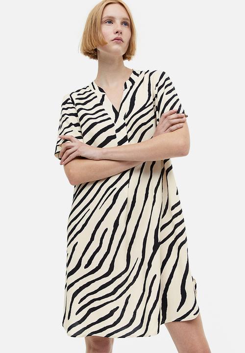 H&M - V-neck tunic - light beige zebra print 