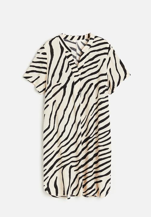 H&M - V-neck tunic - light beige zebra print 