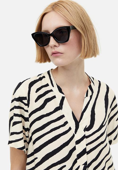 H&M - V-neck tunic - light beige zebra print 