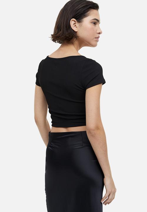 H&M - Corset-style ribbed top - black