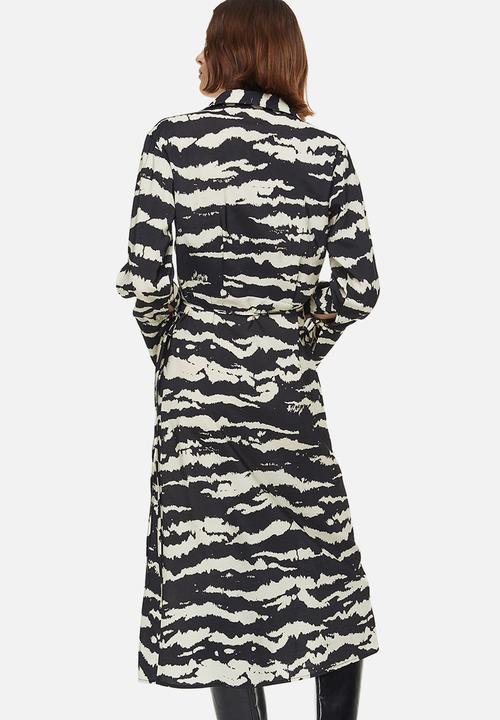 H&M - Collared wrap dress - black tiger striped 
