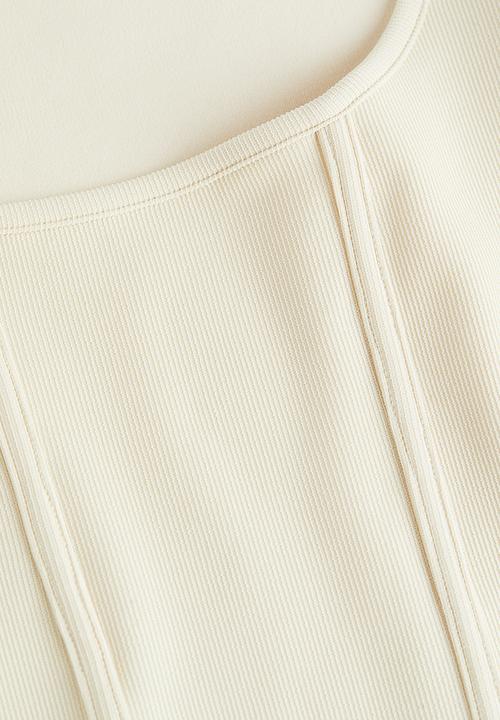 H&M - Corset-style ribbed top - light beige