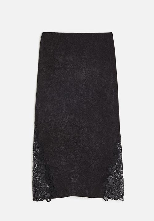 H&M - Lace-detail skirt - black