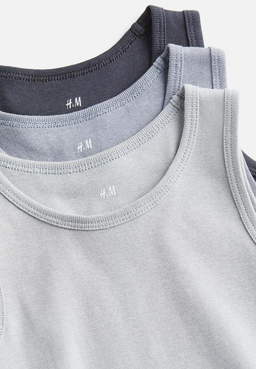 H&M - 3-Pack vest tops - dark grey light grey