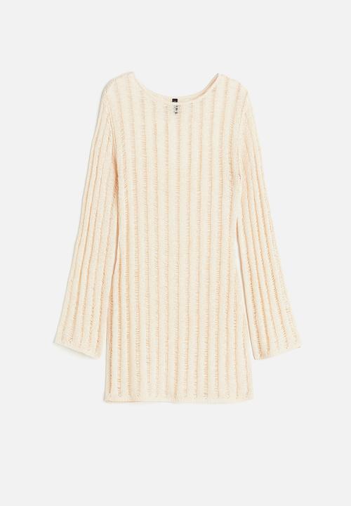 H&M - Textured-knit dress - light beige