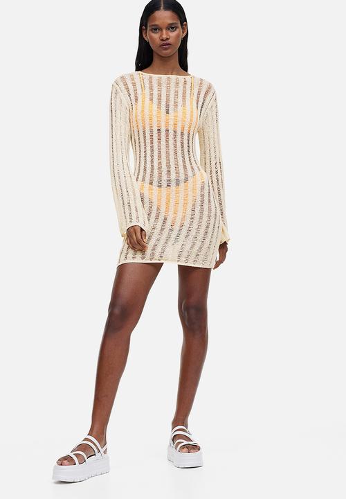 H&M - Textured-knit dress - light beige