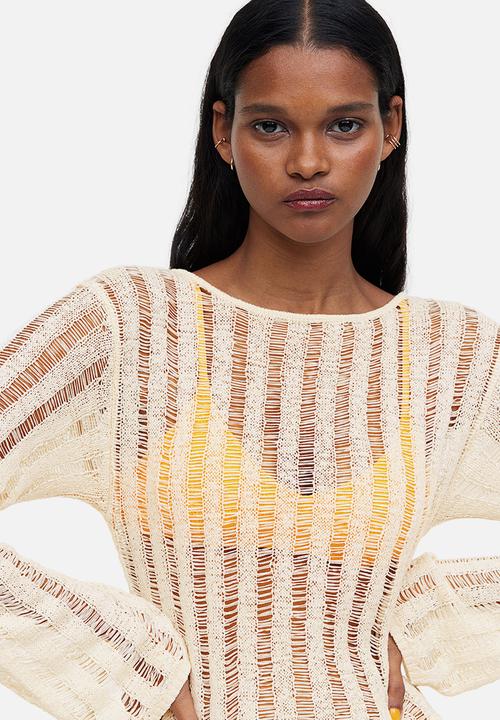H&M - Textured-knit dress - light beige