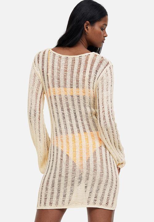 H&M - Textured-knit dress - light beige