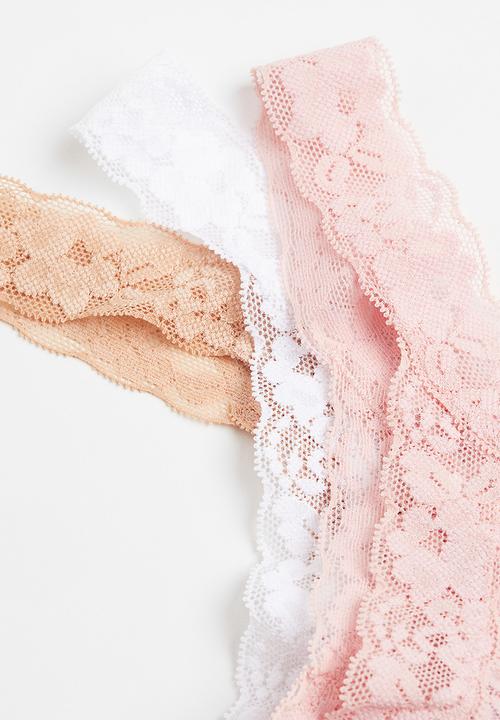 H&M - 3 Pack lace thong briefs - multi