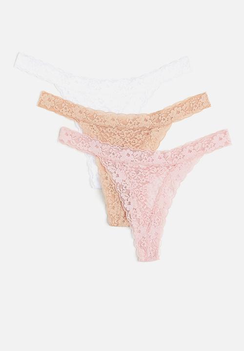 H&M - 3 Pack lace thong briefs - multi