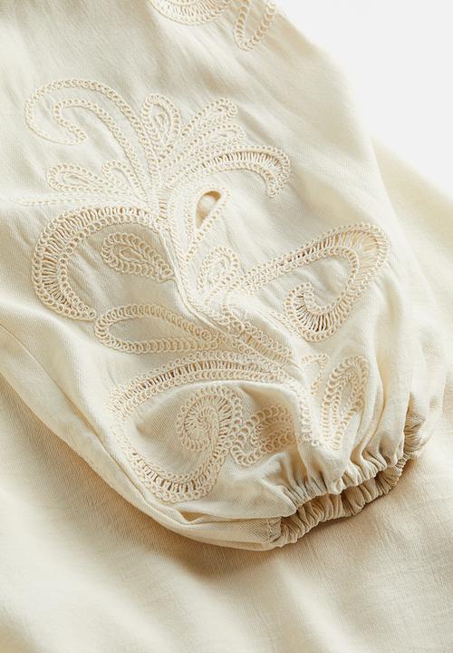 H&M - Embroidered dress - cream
