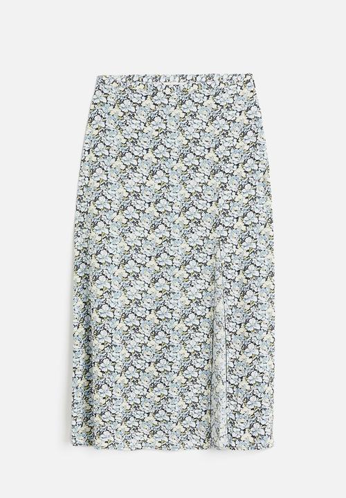 H&M - Crêpe skirt - light blue floral