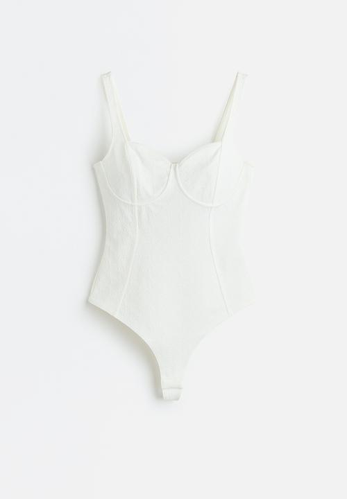 H&M - Textured thong body - white
