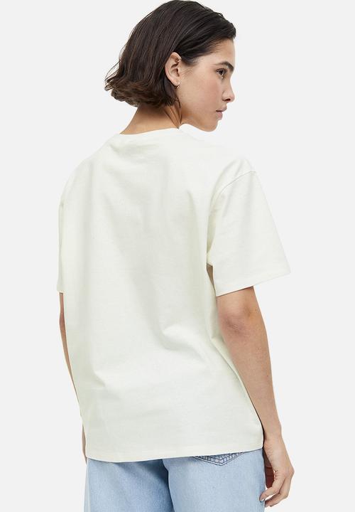 H&M - Oversized printed T-shirt - cream sublime