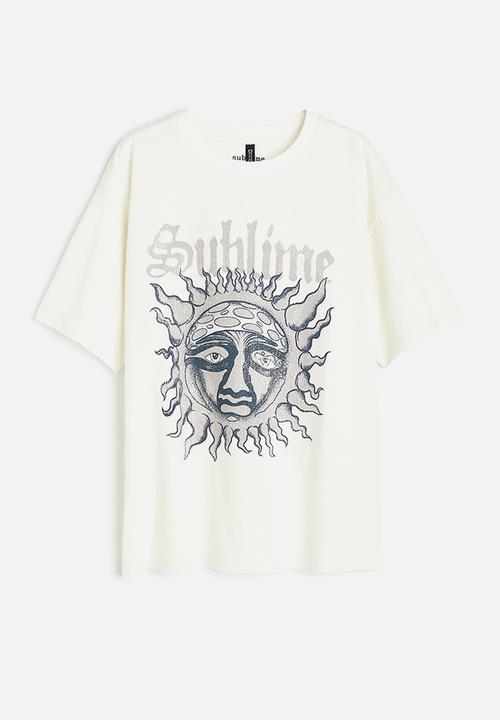 H&M - Oversized printed T-shirt - cream sublime