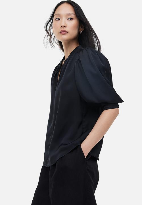 H&M - Stand-up collar blouse - black