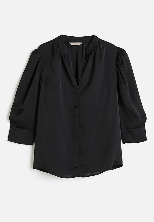 H&M - Stand-up collar blouse - black