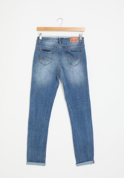 Lee Cooper - Union Jack embossed tape hem jeans - blue
