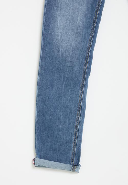 Lee Cooper - Union Jack embossed tape hem jeans - blue