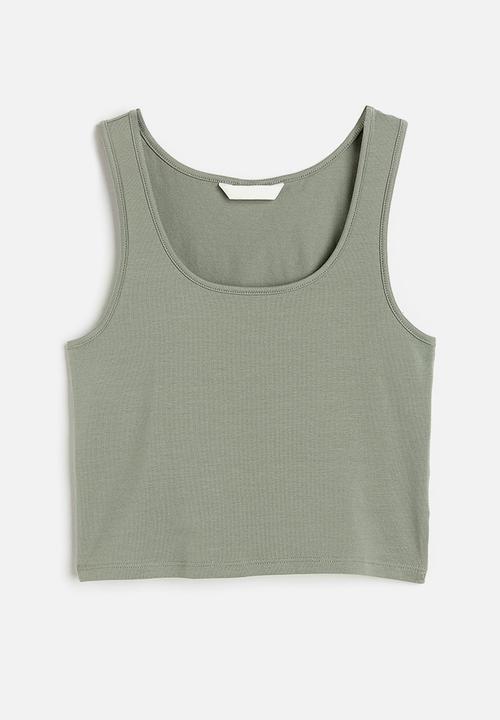 H&M - Cropped vest top - sage green