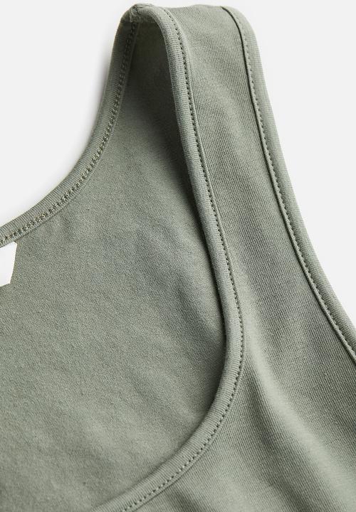 H&M - Cropped vest top - sage green