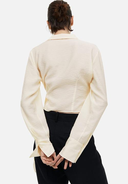 H&M - Cropped wrapover blouse - cream