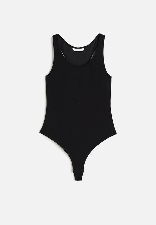 H&M - Ribbed thong body - black
