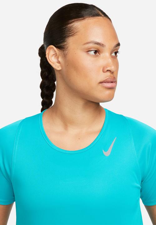 Nike - W nk fast df short sleeve top - rapid teal/reflective silver