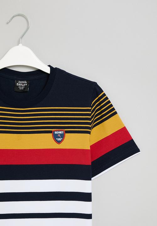 SOVIET - Boys crew neck y/dye stripe - navy