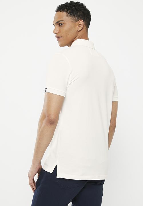 Aca Joe - Mens aca joe pique muscle fit aj embroidery logo golfer - snow white