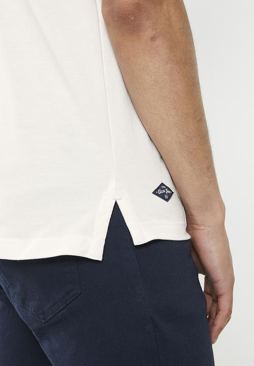 Aca Joe - Mens aca joe pique muscle fit aj embroidery logo golfer - snow white