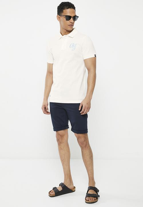 Aca Joe - Mens aca joe pique muscle fit aj embroidery logo golfer - snow white