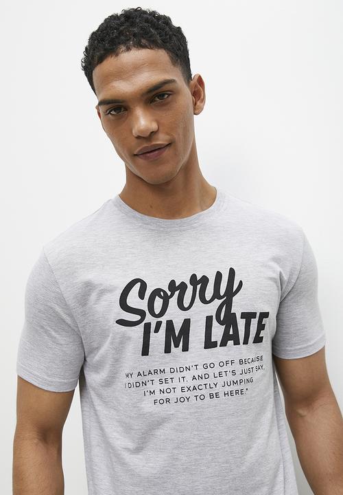 Superbalist - Sorry I'm late sleep tee - grey melange