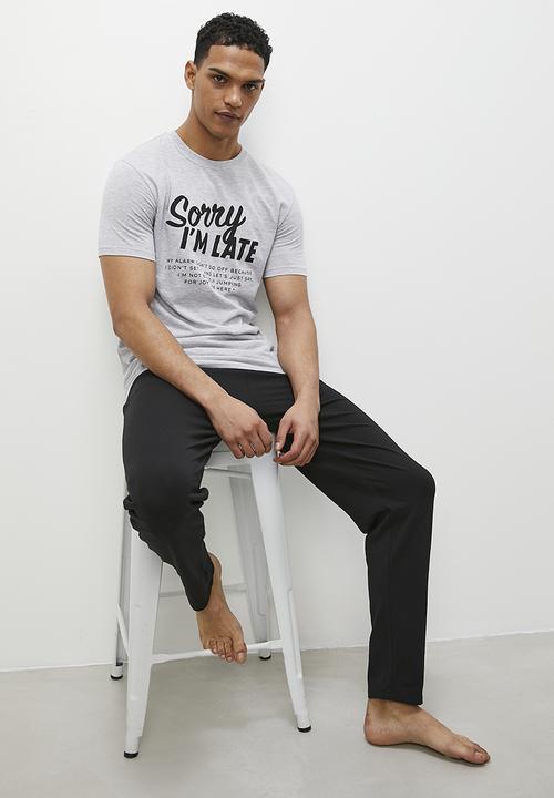 Superbalist - Sorry I'm late sleep tee - grey melange