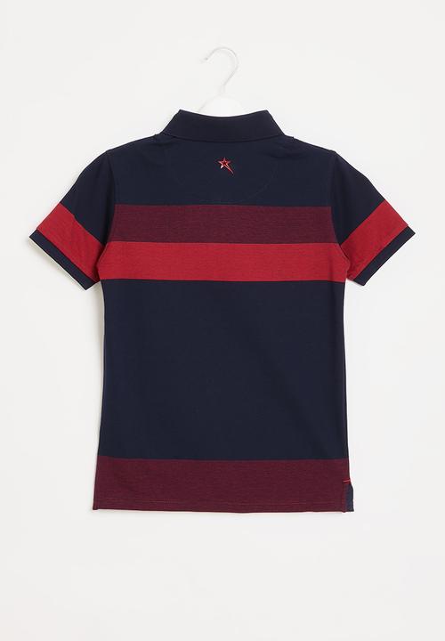 SOVIET - Boys y/dye stripe golfer - navy