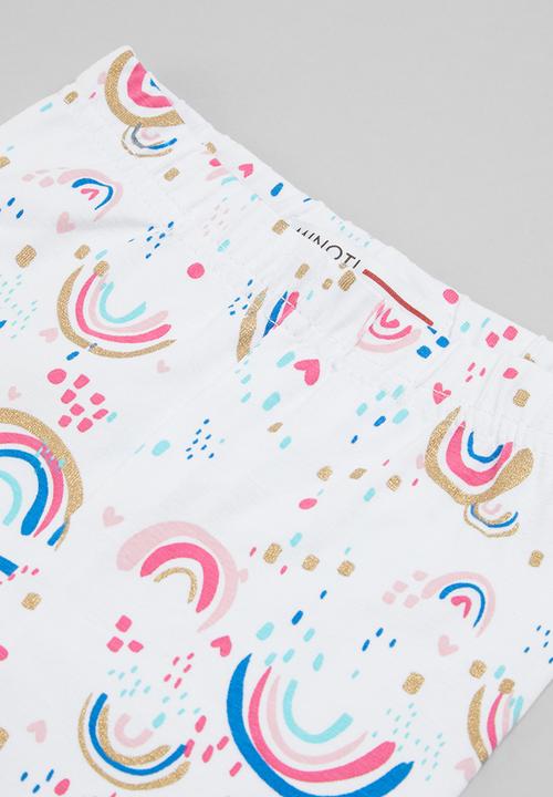 MINOTI - Girls white rainbows basic legging - white aop