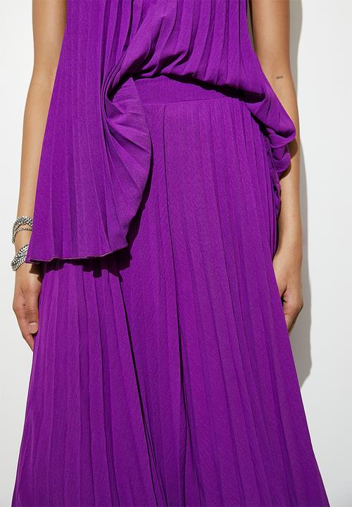 VELVET - Pleated palazzo pant - purple