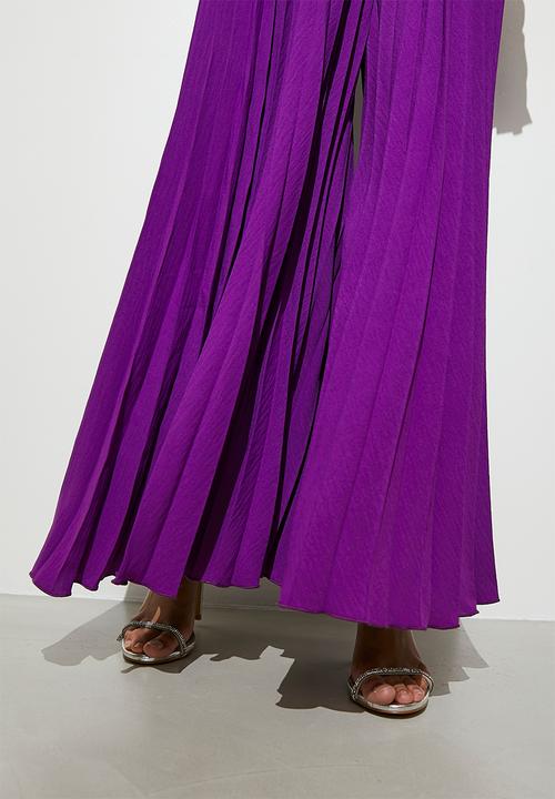 VELVET - Pleated palazzo pant - purple