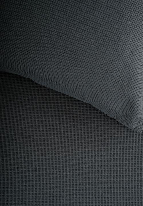 Linen House - Providence waffle duvet set  - charcoal